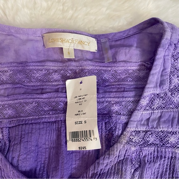 LoveShackFancy Cropped Purple Long Sleeve Shirt Size Small - Picture 10 of 14